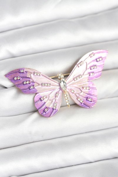NW NessiWorld Mey Import ®   Lilac Color Butterfly Model Brooch