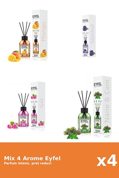 Eyfel Set 4 Mix Eyfel: 1x Mango, 1x Pin Si Menta, 1x Trandafir, 1x Zambile