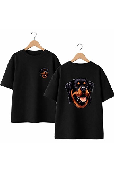 playwear Rottweiler Sırt Ve Göğüs Baskılı %100 Pamuk Oversize Bol Regular Fit...