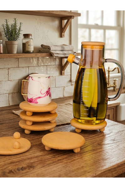 mucit home 1 Ξύλινο Ποτήρι για Δοχείο Λαδιού με Βάση από Μπίλιες και Διακοσμη...