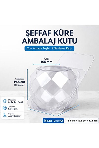 NW NessiWorld Şeffaf Küre Fanus Ambalaj Kutu 105mm – Çok Amaçlı Görsel & Sakl...