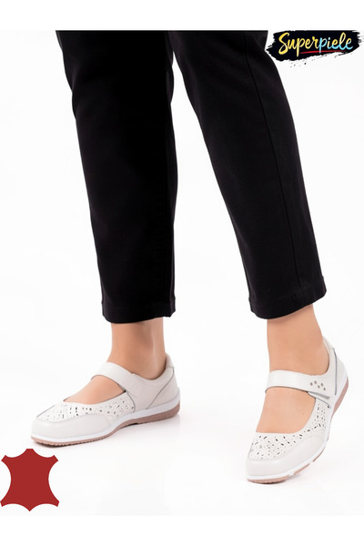 ANGEL BLUE Γυναικείες γνήσιες δερμάτινες μπαλαρίνες με λουράκι και εύκαμπτη σόλα