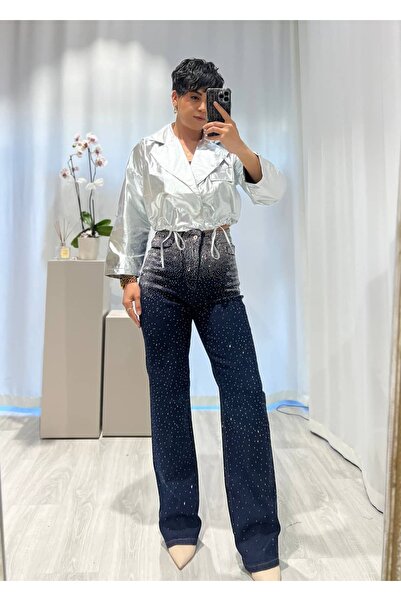 Tamor Butik Özel Tasarım Ful Taşlı Jean Pantolon