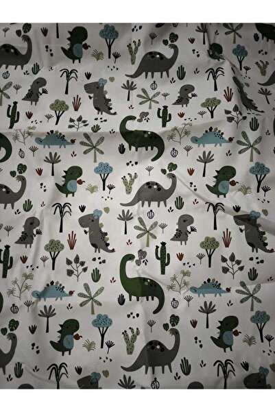 Hemdeucuz Duck Pamuk Keten Kumaş Dinazorlu En 140cm
