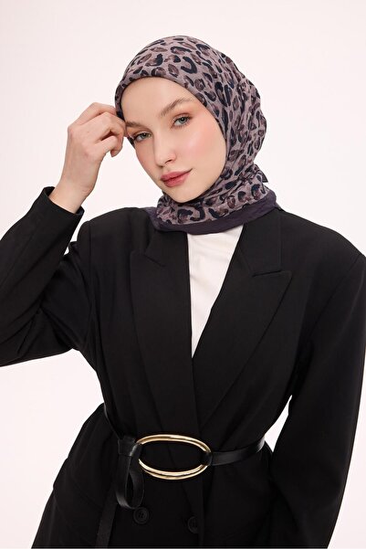 Silk Home وشاح فيسكوز فيلورا للفصول الأربعة بنمط الفهد بني غامق 90×90
