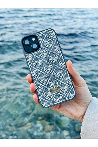 DGN İphone 13 ve İphone 14 Uyumlu Kalpli Kristal Taş Detaylı Taşlı Lens Korum...