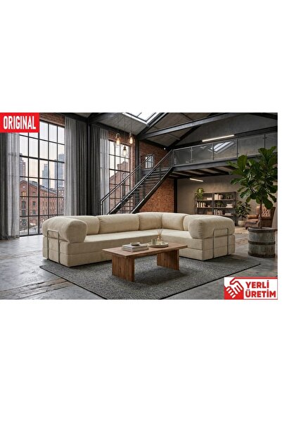 HEREV KK300X200 KÖŞE KOLTUK 2 YATAKLI FİTİLLİ KADİFE KUMAŞLI ŞARK KÖŞE