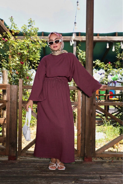Moda Lippa Bordo Müslin Etekli Salaş Takım