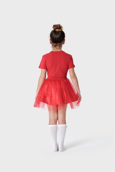 Tülü Akkoç Girl's April 23Rd Costume - Red Moon Star T-Shirt and Red Tutu Skirt Set