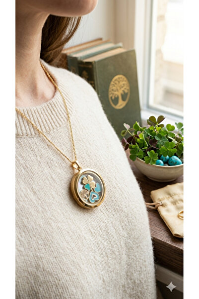 C&On Design Lucky Necklace - Tree of Life, Clover and Heart Figured Medallion