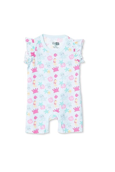 ebebek Hello Baby HelloBaby Kız Bebek Kısa Tulum Hayvan Baskılı Çıtçıtlı Fırf...