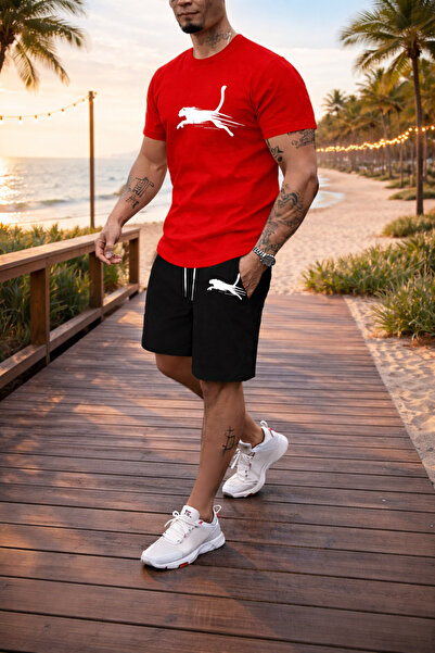 Syndra Men's Leopard Print Shorts and T-Shirt Set