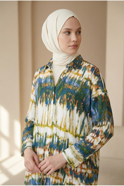 Kirazca Butik Women's Patterned Comfortable Fit Hijab Tunic