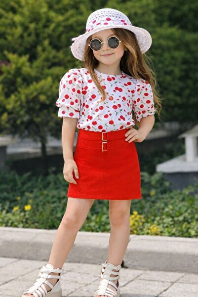 KOKOŞ BEBEK Σετ με φούστα με σχέδιο κεράσια 4 τεμαχίων - Ηλικία 2/7 ετών - 31704