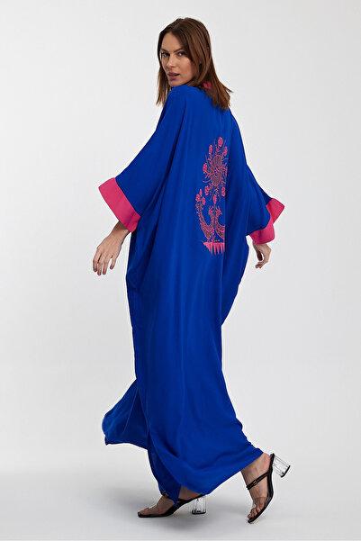 loia Γυναικείο πουκάμισο Saks με κέντημα στο γιακά, μακρύ μήκος, κομψό φόρεμα...