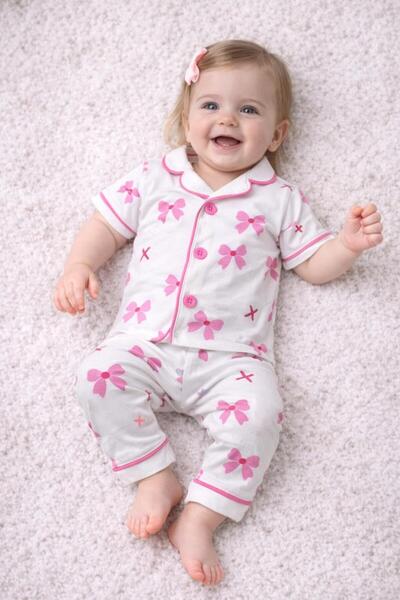 derin baby 100% Cotton Short Sleeve Buttoned Summer Girls Boys Unisex Bow Pat...