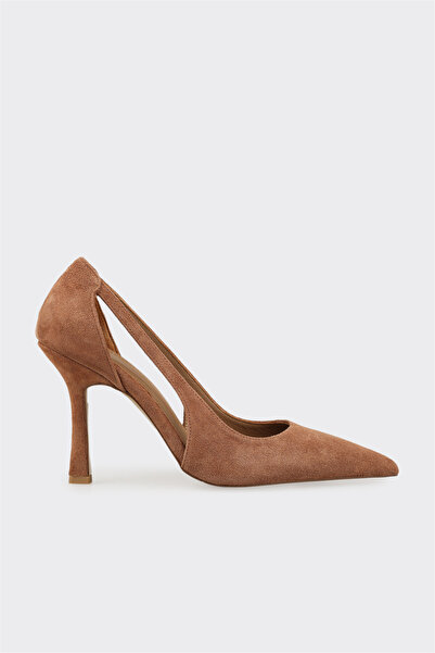 Elle Shoes Kahve Deri Kadın Klasik Topuklu Ayakkabı