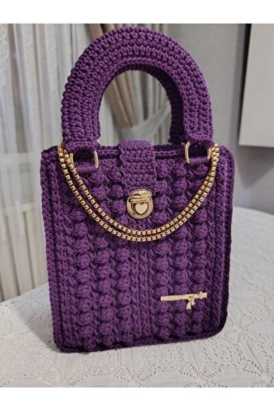 Bedalizza Handmade Macrame Women's Handbag, Knitted Texture, Stylish Design, ...