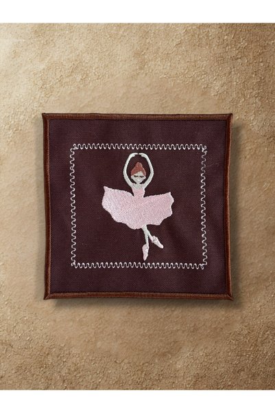 LİONYA DESİGN Set of 4 Ballerina Embroidered Coasters – Cocktail & Presentation Napkins (14X14 cm)
