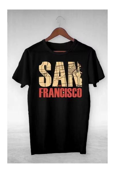 LAND MODA Unisex Women's and Men's San Francisco Printed Oversize T-Shirt