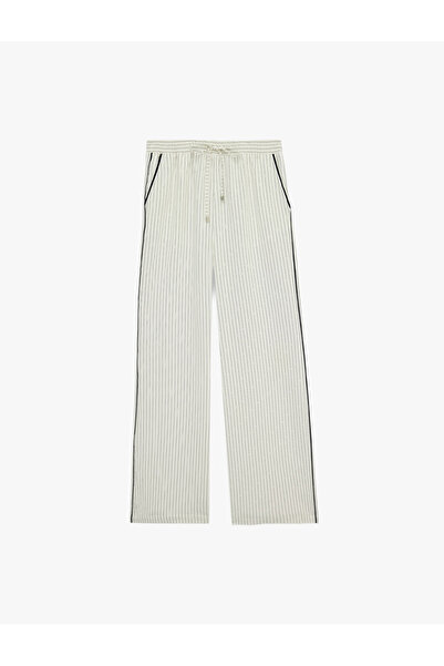 Koton Buy Tie-Detail Pocketed Wide Leg Striped Pants