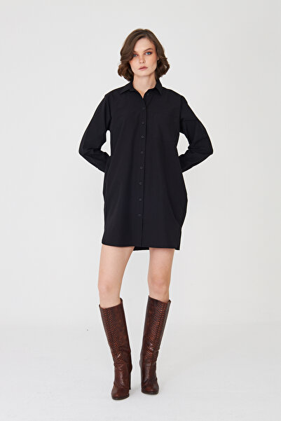 Rora Φόρεμα Premium Lycra Black Shirt – Βαμβακερό με τσέπες, δεν διαγράφει το...