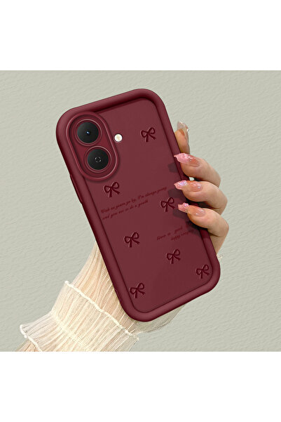 SLIMFELT Tecno Spark Go 2 Uyumlu Trendy Kaliteli Bordo Renk Kurdele Silikon K...