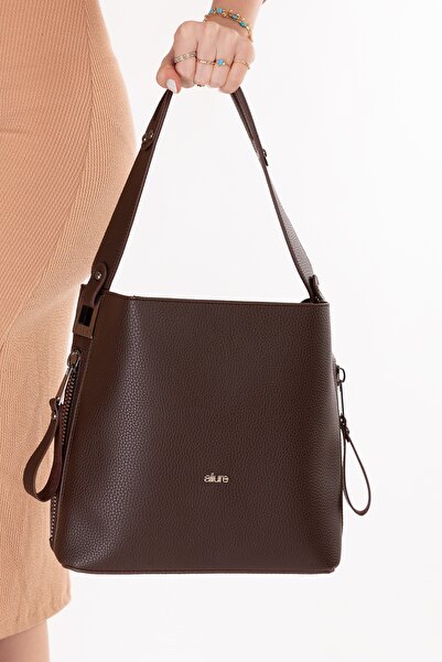 Gondol Γυναικεία τσάντα χειρός και ώμου με διπλή θήκη ald.6752 Καφέ