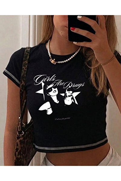 Touz Moda Ρετρό αισθητική με στάμπα και αντεστραμμένη ραφή σε μαύρο χρώμα