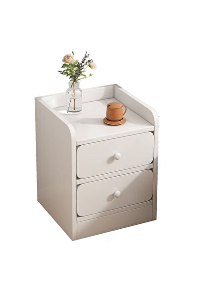 OEM Λευκό Κομοδίνο, 2 Συρτάρια, Μοντέρνος Σχεδιασμός με Προστατευτικά Άκρα, 4...