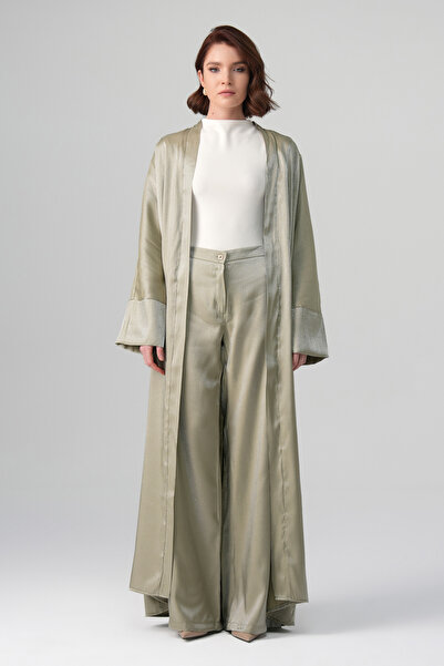 tugfashion Sorelle Saten Abaya Yeşil