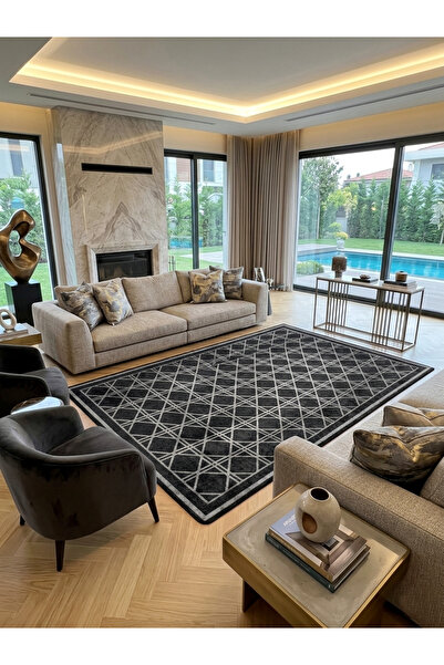 Brillant Geometrik Desen Lateks Taban Salon ve Yolluk Antre Halı