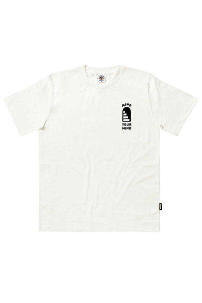 The Dudes Προσέξτε το μυαλό σας Κλασικό T-shirt Εκρού Μ