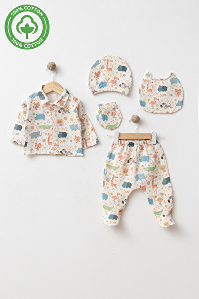 tinibud GOTS Sertifikalı Kumaş %100 Pamuk Müslin 5’li Erkek Bebek Hastane Çık...