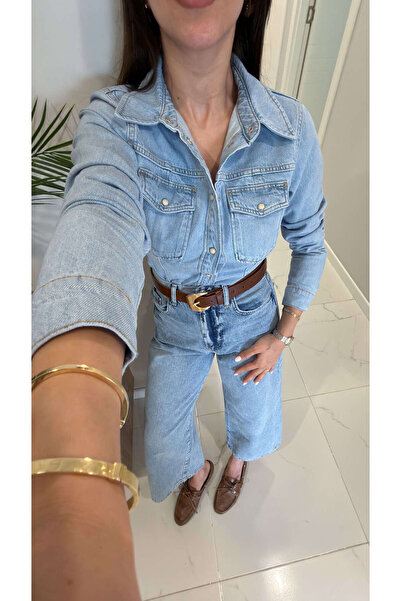 BİRCANÇİL ZR Chosry Ice Blue Τζιν Πουκάμισο με Λεπτομέρεια Τσέπης