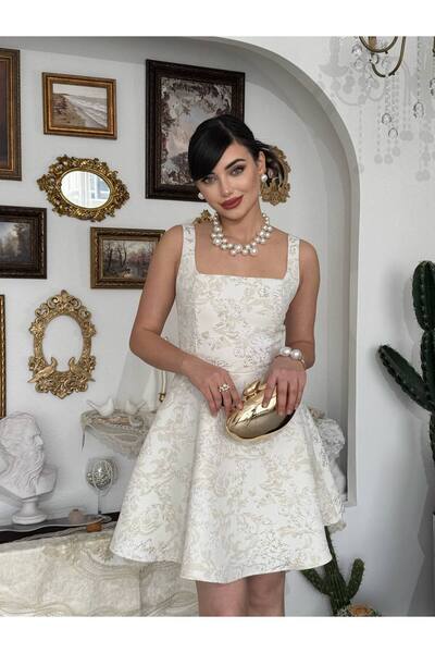 Ayzde Fashion Kare Yaka Mini Tasarım Poles Elbise