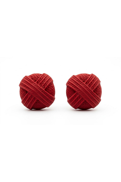 Zalaid Women's Earrings 3D Red Wool Ball, Stainless Steel, Unique Artistic De...