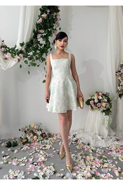 Ayzde Fashion Kare Yaka Mini Tasarım Poles Elbise