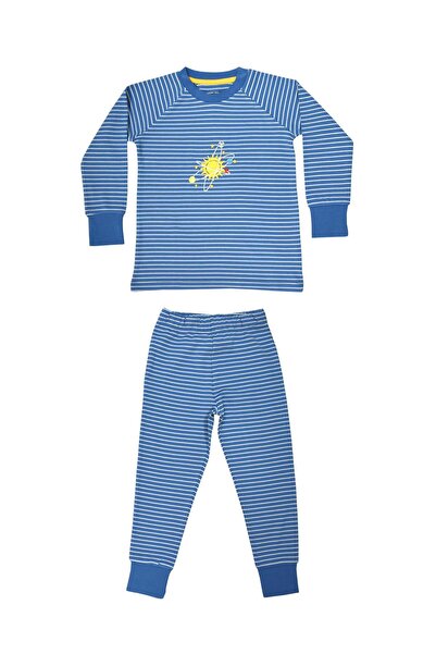 OrganicKid Mix Erkek Çocuk Mavi Çizgili Pijama Takımı