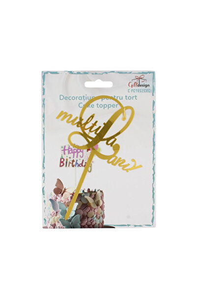 Gift Design Χρυσό διακοσμητικό τούρτας με μήνυμα Χρόνια Πολλά!