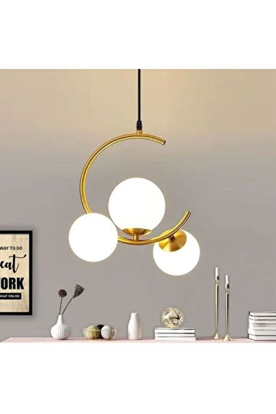 luminastar Πολυέλαιος κρεμαστός, ημικυκλικός, με 3 λευκές γυάλινες σφαίρες, 3...