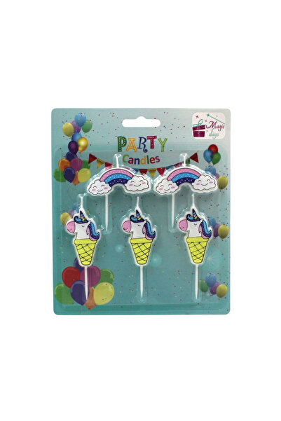 Magic Days Set de 5 lumânări de petrecere cu unicorn curcubeu