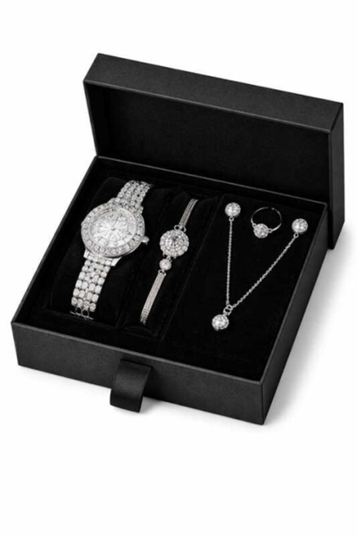 SOKI Γυναικείο Σετ Δώρου: Κομψό Ρολόι με Βραχιόλι, Κολιέ, Σκουλαρίκια, Δαχτυλ...