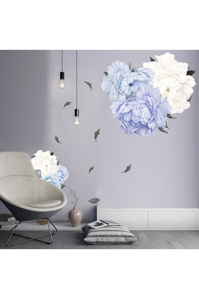 LUXER Luxer Decorative Wall Sticker, Blue Peonies Pattern, Dimensions 85x59.5 cm