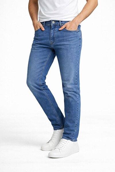 CLASSİCS MEN Ανδρικό τζιν παντελόνι με στενή εφαρμογή, ελαστικό Lycra, τύπου ...