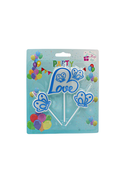 Magic Days Σετ 3 μπλε κεριά αγάπης για πάρτι