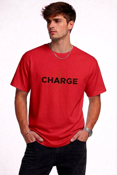 VODEXA Tricou oversize unisex CHARGE, imprimat, 100% bumbac, croială conforta...
