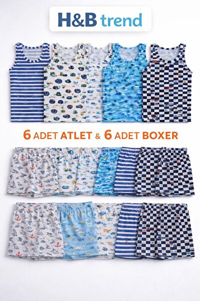 Tutku HB TREND Σετ 6 τεμαχίων για αγόρια, πολύχρωμα μπλουζάκια και σετ μπόξερ...