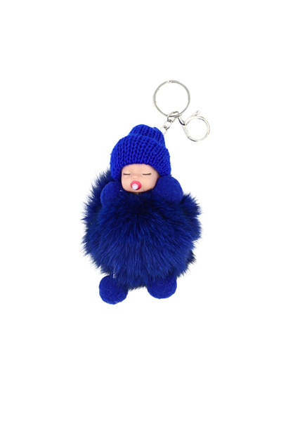 Gift Design Breloc albastru pufos, model bebeluș adormit
