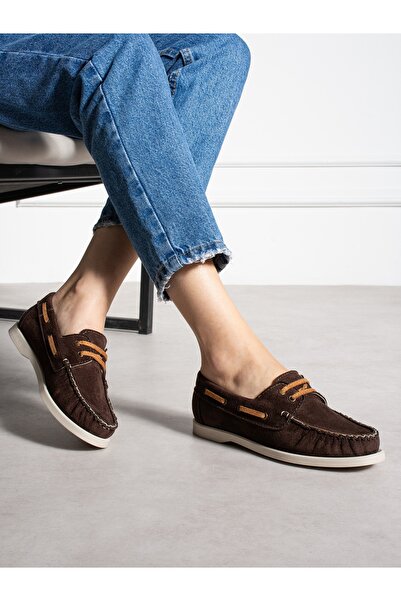 ALEMDAR AYAKKABI Γυναικείο Loafer ELMAR σε καφέ χρώμα με κορδόνια